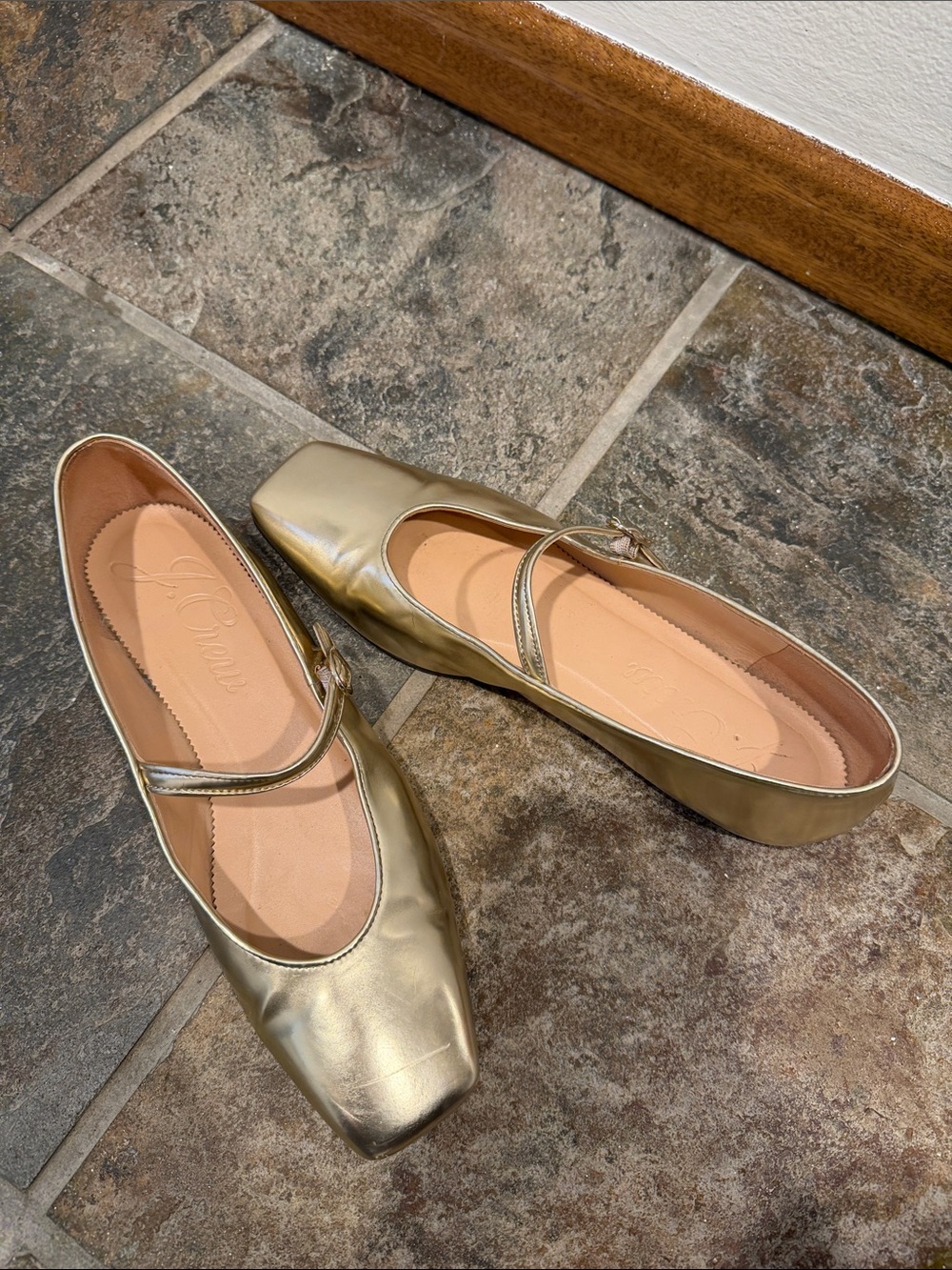 J. Crew Metallic Gold Mary Jane Flats